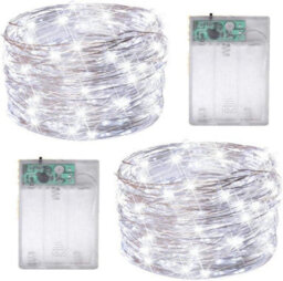 Shatchi 40 Sparkles White Led Battery Operated Lights With Silver Wire - Elegant Silver Wire String Lights,2Pk - thumbnail 2