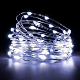 Shatchi 40 Sparkles White Led Battery Operated Lights With Silver Wire - Elegant Silver Wire String Lights,2Pk - thumbnail 1
