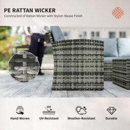 Outsunny 6 Pcs Patio Rattan Sofa Set Conversation Furniture Grey - thumbnail 4