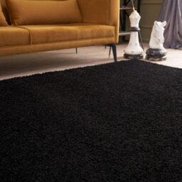 The Rugs Black Soft Plain Design Fluffy Shaggy Rugs And Runners High Pile Living Room Kitchen Hallway 380 - thumbnail 6