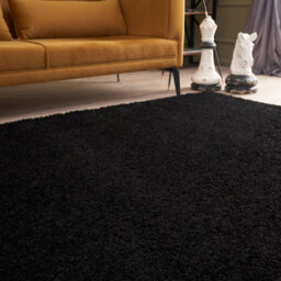 The Rugs Black Soft Plain Design Fluffy Shaggy Rugs And Runners High Pile Living Room Kitchen Hallway 380 - thumbnail 7