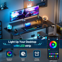 Precision Synergie 160Cm Gaming Desk, With Led Light, Power Socket, Monitor Stand, Including Cup Holder And Headphone Hook - thumbnail 4