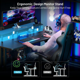 Precision Synergie 160Cm Gaming Desk, With Led Light, Power Socket, Monitor Stand, Including Cup Holder And Headphone Hook - thumbnail 5