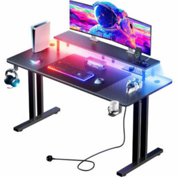 Precision Synergie 160Cm Gaming Desk, With Led Light, Power Socket, Monitor Stand, Including Cup Holder And Headphone Hook - thumbnail 1