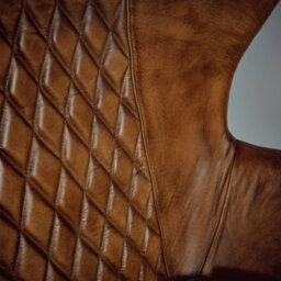 Elm Home And Products Real Genuine Leather Swivel Egg Aviator Wing Accent Arm Chair Brown Tan - thumbnail 9