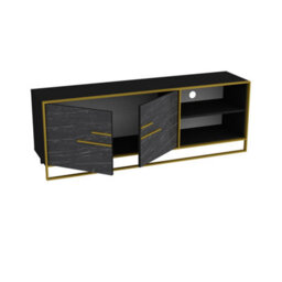 Decorotika Polka Tv Stand Tv Unit For Tvs Up To 72 Inch Black Marble Effect And Black - thumbnail 5