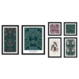 Arthouse Arts & Crafts Green, Purple & Pink Canvas Art, Set Of 6 (H)48Cm X (W)48Cm - thumbnail 1