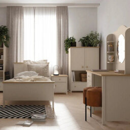 Arte Beige & Oak Vincenza Story 90 X 200Cm Eu Single Bed With Mattress And High Headboard - thumbnail 3