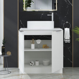 Royal Bathrooms Evora 800mm Matt White Fluted Floor Standing Countertop Vanity Unit 2 Door With Peak Basin - thumbnail 3