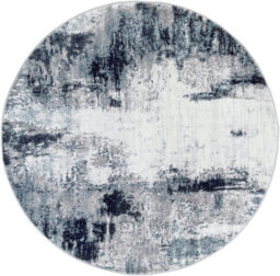 Livabliss Round Wanderlust-Abstract Blue Grey Black Modern Marble Living Dining Bedroom Rug 160 X 160 Cm Easy Care, Non Shedding