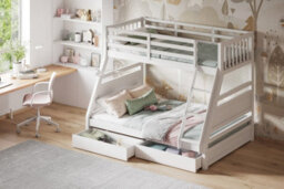 Flair Ollie Triple Wooden Bunk Bed With Drawers - White - thumbnail 2