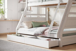 Flair Ollie Triple Wooden Bunk Bed With Drawers - White - thumbnail 4