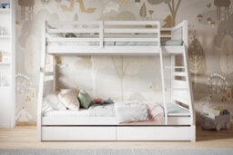 Flair Ollie Triple Wooden Bunk Bed With Drawers - White - thumbnail 3