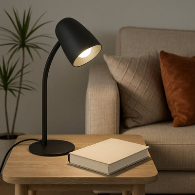 Eglo Carlo Modern Steel Flexible Desk Lamp, Black - image 1