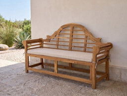 Beliani Garden Bench With Cushion Marlboro 180 Cm Acacia Wood Beige - thumbnail 2