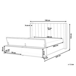 Beliani Bed With Storage Bench Velvet Noyers 160 X 200 Cm (Eu King Size) Pastel Pink - thumbnail 3