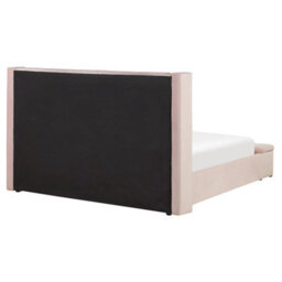Beliani Bed With Storage Bench Velvet Noyers 160 X 200 Cm (Eu King Size) Pastel Pink - thumbnail 5