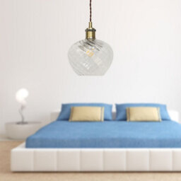 First Choice Lighting Bradson - Clear Swirl Glass Antique Brass Retro Pendant Fitting - thumbnail 3