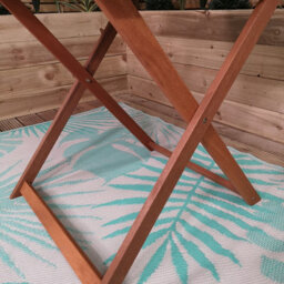 Samuel Alexander Outdoor 4 Person Folding Square Wooden Garden Dining Table Chairs Green Parasol And Base Set - thumbnail 6