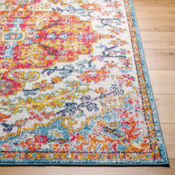 Livabliss Harput-Vintage Blue Orange Yellow Grey Traditional Boho Living Dining Bedroom Rug 200 X 275 Cm Easy Care, Non Shedding - thumbnail 5