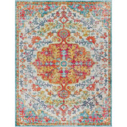 Livabliss Harput-Vintage Blue Orange Yellow Grey Traditional Boho Living Dining Bedroom Rug 200 X 275 Cm Easy Care, Non Shedding - thumbnail 1