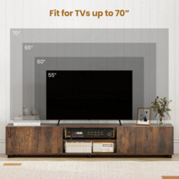 Large Television Cabinet Industrial Media Unit With Open Shelves 70In - thumbnail 4