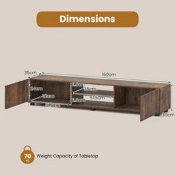 Large Television Cabinet Industrial Media Unit With Open Shelves 70In - thumbnail 2
