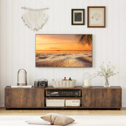 Large Television Cabinet Industrial Media Unit With Open Shelves 70In - thumbnail 3