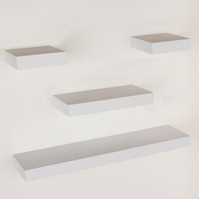 Core Products Matt White Floating Wall Shelves - 4-Piece Hudson Narrow Set For Display And Storage - image 1