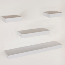 Core Products Matt White Floating Wall Shelves - 4-Piece Hudson Narrow Set For Display And Storage - thumbnail 1