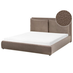 Beliani Bed Boucle Bajonna 160 X 200 Cm (Eu King Size) Brown - thumbnail 1