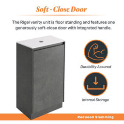 Plum&clay Rigel Concrete Grey Floor Standing Bathroom Vanity Unit With White Worktop (W)500mm (H)850mm - thumbnail 4