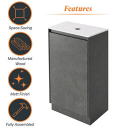 Plum&clay Rigel Concrete Grey Floor Standing Bathroom Vanity Unit With White Worktop (W)500mm (H)850mm - thumbnail 6