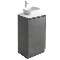 Plum&clay Rigel Concrete Grey Floor Standing Bathroom Vanity Unit With White Worktop (W)500mm (H)850mm - thumbnail 2
