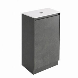 Plum&clay Rigel Concrete Grey Floor Standing Bathroom Vanity Unit With White Worktop (W)500mm (H)850mm - thumbnail 3