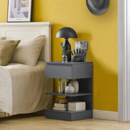 Sobuy Fbt49-Hg,bedside Table Night Stand With Storage Grey Small Side Table,grey,w39Xd39Xh65 - thumbnail 2