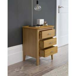 Retro Oak Large Bedside Cabinet Table Scandi Solid Wood Bedroom Chest Drawers - thumbnail 3