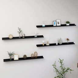 Berkfield Wall Shelves 4 Pcs Black 100X9X3 Cm - thumbnail 1