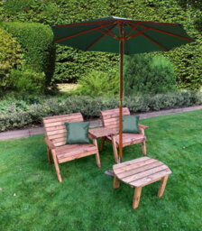 Charles Taylor Trading Charles Taylor Wooden Straight Twin Companion Grand 2 Seater Chair Table Green - thumbnail 1