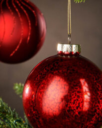 WeRChristmas Christmas Red Glass Christmas Baubles, 6 Pack, 10 Cm - thumbnail 5