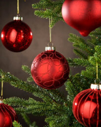 WeRChristmas Christmas Red Glass Christmas Baubles, 6 Pack, 10 Cm