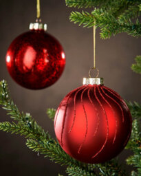 WeRChristmas Christmas Red Glass Christmas Baubles, 6 Pack, 10 Cm - thumbnail 4