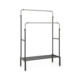Silver Sturdy Metal Double Clothes Rack 3 Adjustable Height Settings