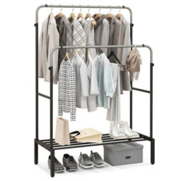 Silver Sturdy Metal Double Clothes Rack 3 Adjustable Height Settings - thumbnail 3
