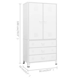 Vidaxl Industrial Wardrobe White 90X50X180 Cm Metal - thumbnail 3