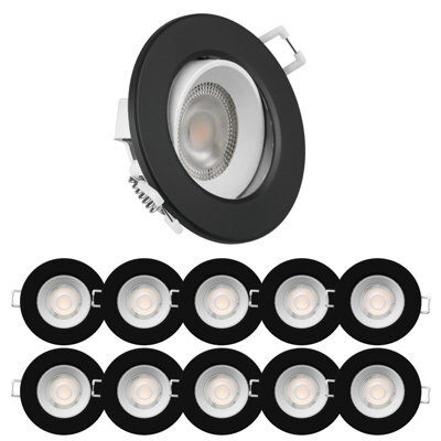 Paul Russells Led Downlight Black Non-Dimmable Tilt Recessed Ceiling Spotlight 4.8W 390 Lumens, Ip44, Warm White 3000K Pack Of 10 - image 1