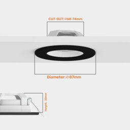 Paul Russells Led Downlight Black Non-Dimmable Tilt Recessed Ceiling Spotlight 4.8W 390 Lumens, Ip44, Warm White 3000K Pack Of 10 - thumbnail 2