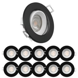 Paul Russells Led Downlight Black Non-Dimmable Tilt Recessed Ceiling Spotlight 4.8W 390 Lumens, Ip44, Warm White 3000K Pack Of 10 - thumbnail 1