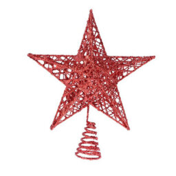 SuperGift.com Christmas Tree Topper Star, Glitter Xmas Trees Top Decoration (Red) - thumbnail 2