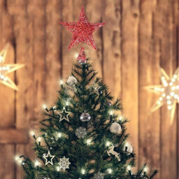 SuperGift.com Christmas Tree Topper Star, Glitter Xmas Trees Top Decoration (Red) - thumbnail 4